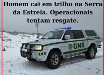 Homem caiu em trilho na Serra da Estrela. Autoridades tentam resgate.