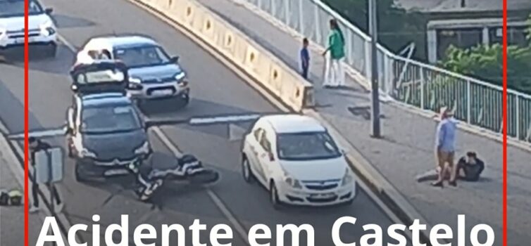 Um motociclo acabou de colidir com um automóvel na ponte da Carapalha, em Castel