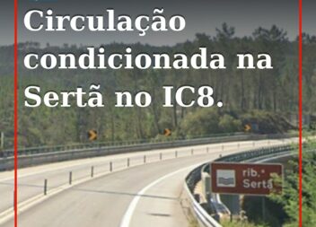 O trânsito estará condicionado no IC8, no dia 13 de setembro, ao quilómetro 106