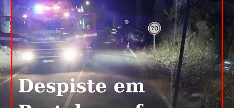 Um automóvel despistou-se e acabou por se incendiar esta madrugada de domingo na