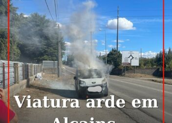 Uma viatura ligeira sofreu um incêndio rodoviário em Alcains, próximo da saída d