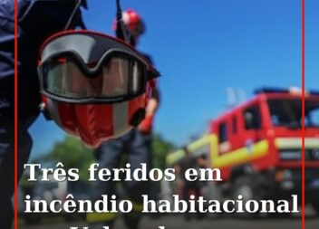 Incêndio em casa provoca três feridos